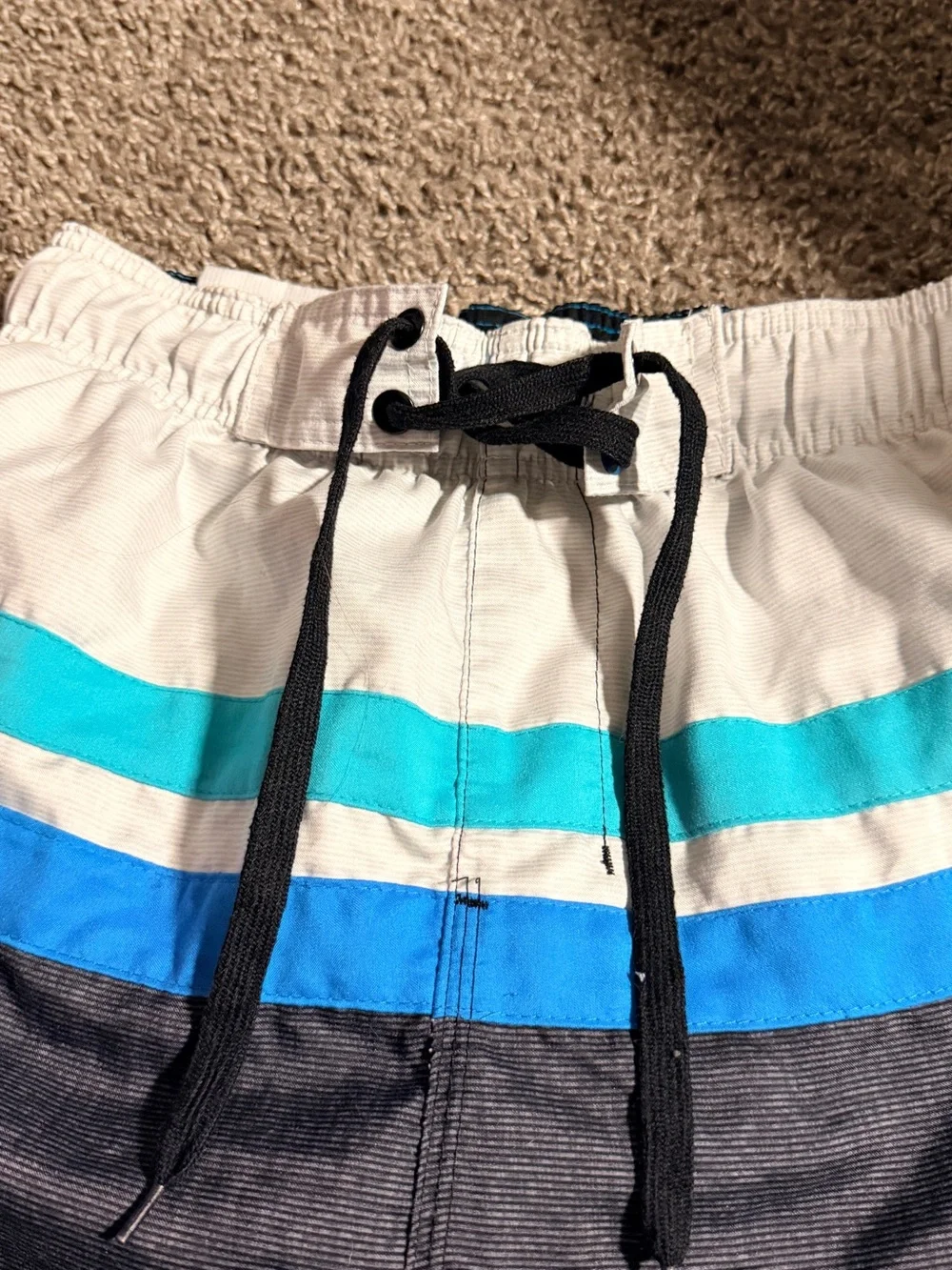 Men's Gray, Blue and Teal Colorblock Swim Trunks size small
